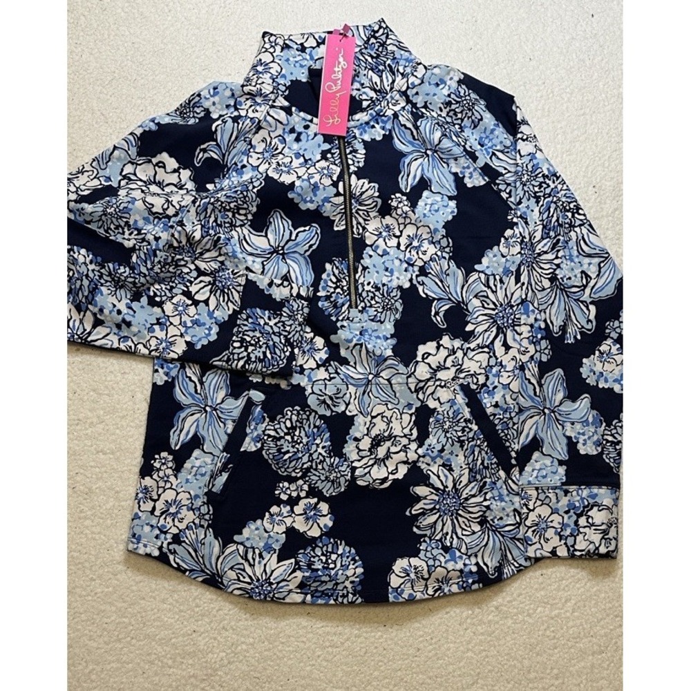 Lilly Pulitzer Women's L UPF 50 Skipper‎ Popover Low Tide Navy Bouquet All Day - Picture 6 of 6